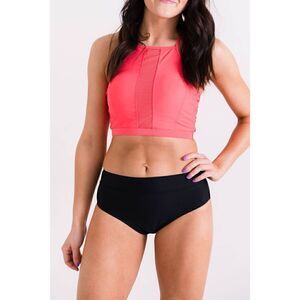 Pink Cove Midkini Two Piece Swimsuit Small Hot Pink Black